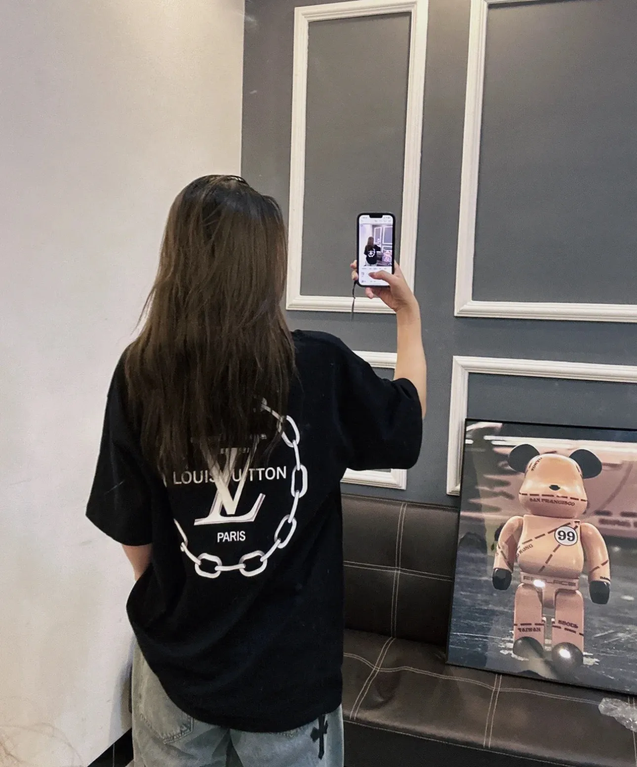 Louis Vuitton/Louis Vuitton 26ss chain letter logo printed short sleeves